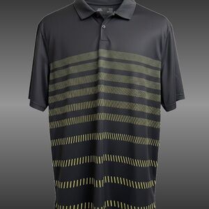 Oakley Hydrolix Golf Polo Mens XL Black Yellow Stripe Performance Shirt